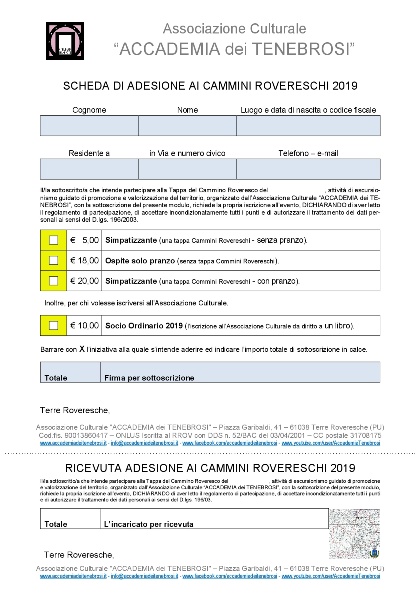 Adesione Cammini Rovereschi 2019