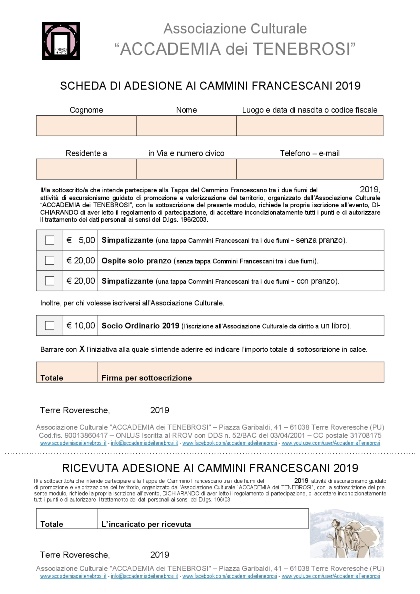 Adesione Cammini Francescani 2019 p.1